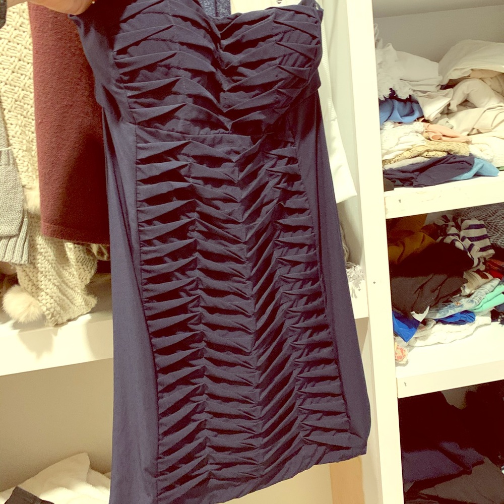 Aqua navy strapless dress